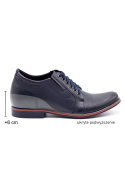 Buty męskie skórzane podwyższające + 6 cm P24 granatowe ze sklepu butyolivier w kategorii Buty eleganckie męskie - zdjęcie 177928564