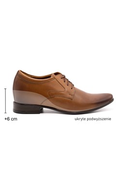 Buty męskie wizytowe skórzane P11 podwyższające + 6cm  brązowe ze sklepu butyolivier w kategorii Buty eleganckie męskie - zdjęcie 177928790