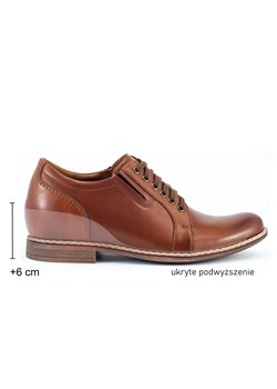 Buty męskie skórzane podwyższające + 6 cm P24 brązowe ze sklepu butyolivier w kategorii Buty eleganckie męskie - zdjęcie 177928821