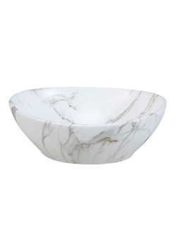 Biała okrągła umywalka ceramiczna z motywem marmuru R5-C11 ze sklepu Edinos.pl w kategorii Łazienka - zdjęcie 177939600