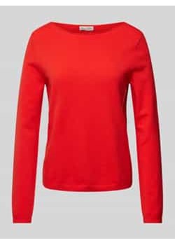 Sweter o kroju regular fit z mieszanki bawełny i żywej wełny z dekoltem w łódkę ze sklepu Peek&Cloppenburg  w kategorii Swetry damskie - zdjęcie 177955871