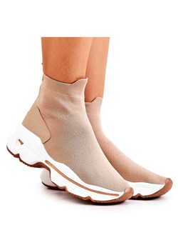 Buty Sportowe Wysoka Skarpeta Beżowe Bailee beżowy ze sklepu ButyModne.pl w kategorii Buty sportowe damskie - zdjęcie 177967623