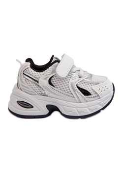 Dziecięce Buty Sportowe Sneakersy Na Rzep Biało-Czarne Ephona białe ze sklepu ButyModne.pl w kategorii Buty sportowe dziecięce - zdjęcie 177972353