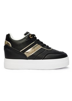 Czarne sneakersy z ukrytą koturną ze sklepu ButyModne.pl w kategorii Buty sportowe damskie - zdjęcie 177973474
