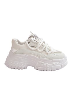 Sneakersy Damskie Na Masywnej Podeszwie Białe Nevela ze sklepu ButyModne.pl w kategorii Buty sportowe damskie - zdjęcie 177973690