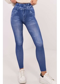 Niebieskie legginsy z imitacją jeansu NM-LG-NOU012.21, Kolor niebieski, Rozmiar S/M, Trendy.ING ze sklepu Primodo w kategorii Jeansy damskie - zdjęcie 178011383