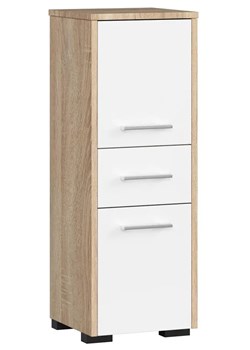 Skandynawski półsłupek łazienkowy dąb sonoma + biały T3-M08 ze sklepu Edinos.pl w kategorii Szafki i regały łazienkowe - zdjęcie 178013054