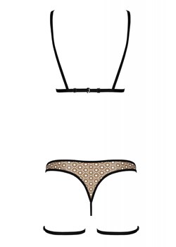 Beżowy komplet z otwartymi miseczkami Gabi set, Kolor beige, Rozmiar L/XL, Passion ze sklepu Intymna w kategorii Komplety bielizny damskiej - zdjęcie 178013582