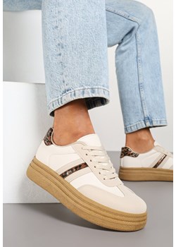 Beżowe Sneakersy Kultowe Tenisówki na Grubej Podeszwie Ozdobione Wzorem w Panterkę Gonelis ze sklepu renee.pl w kategorii Buty sportowe damskie - zdjęcie 178032642
