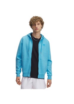 Męska bluza dresowa rozpinana z kapturem Under Armour UA Essential Fleece Fz Hood - niebieska ze sklepu Sportstylestory.com w kategorii Bluzy męskie - zdjęcie 178032801