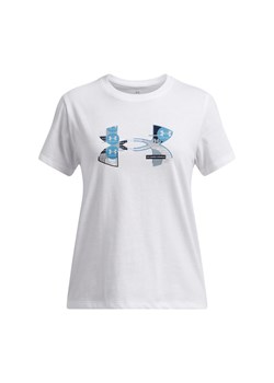 Dziewczęcy t-shirt z nadrukiem Under Armour UA Big Logo UA Fill SS - biały ze sklepu Sportstylestory.com w kategorii Bluzki dziewczęce - zdjęcie 178032924