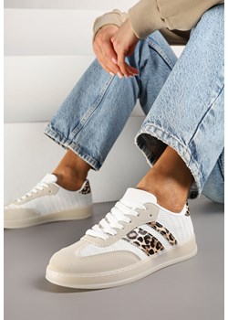 Beżowe Sneakersy w Stylu Tenisówek z Paskami w Panterkę Eleaniria ze sklepu renee.pl w kategorii Buty sportowe damskie - zdjęcie 178033400