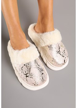 Różowe Metaliczne Kapcie Vices z Futerkiem na Piankowej Podeszwie Eleasmina ze sklepu born2be.pl w kategorii Kapcie damskie - zdjęcie 178033661