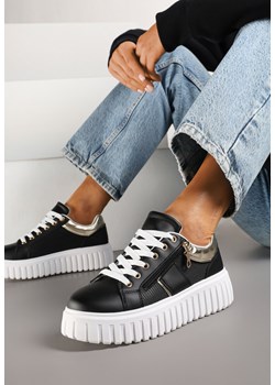 Czarne Sneakersy na Platformie z Ozdobnym Suwakiem Eleadra ze sklepu renee.pl w kategorii Buty sportowe damskie - zdjęcie 178046064