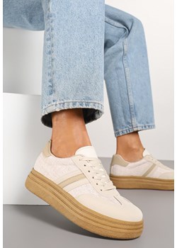 Ciemnobeżowe Sneakersy na Platformie w Stylu Kultowych Tenisówek Gonoriel ze sklepu born2be.pl w kategorii Buty sportowe damskie - zdjęcie 178046471