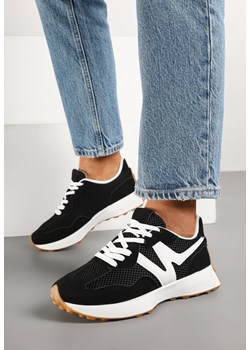 Czarne Sneakersy z Geometrycznym Motywem Avelretis ze sklepu born2be.pl w kategorii Buty sportowe damskie - zdjęcie 178046483
