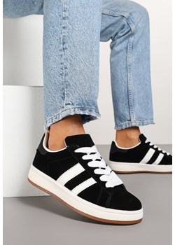 Czarne Sneakersy z Ozdobnymi Paskami Doloreth ze sklepu born2be.pl w kategorii Buty sportowe damskie - zdjęcie 178048161