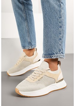 Beżowe Siateczkowe Sneakersy Dorami ze sklepu born2be.pl w kategorii Buty sportowe damskie - zdjęcie 178048281