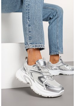 Srebrne Sneakersy Ozdobione Geometrycznym Wzorem Lealiriel ze sklepu renee.pl w kategorii Buty sportowe damskie - zdjęcie 178051552