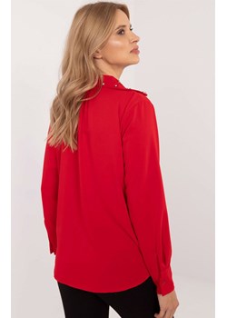 Czerwona koszula z ozdobnym kołnierzykiem DHJ-KS-15260.96, Kolor czerwony, Rozmiar uniwersalny, ITALY MODA ze sklepu Primodo w kategorii Koszule damskie - zdjęcie 178061273
