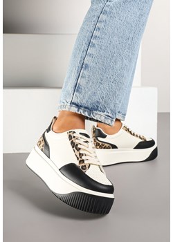 Biało-Czarne Sneakersy na Platformie z Motywem Panterki Fonavia ze sklepu renee.pl w kategorii Buty sportowe damskie - zdjęcie 178068170