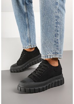 Czarne Sneakersy Vices na Grubej Tłoczonej Podeszwie z Perforacją Lealita ze sklepu born2be.pl w kategorii Buty sportowe damskie - zdjęcie 178068363