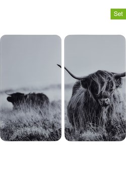 Wenko Płyty (2 szt.) "Highland Cattle" w kolorze szarym na kuchenkę  - 30 x 52 cm ze sklepu Limango Polska w kategorii Akcesoria kuchenne - zdjęcie 178068932