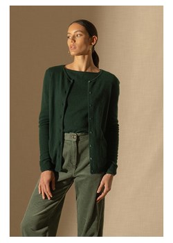 Perfect Cashmere Kaszmirowy kardigan &quot;Amy&quot; w kolorze ciemnozielonym ze sklepu Limango Polska w kategorii Swetry damskie - zdjęcie 178069173