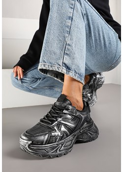 Czarne Sneakersy w Streetwearowym Stylu na Podeszwie z Tłoczeniami Neodeoriel ze sklepu renee.pl w kategorii Buty sportowe damskie - zdjęcie 178069523
