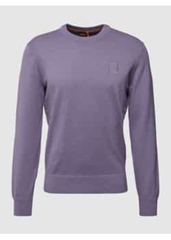 Sweter z dzianiny z wyhaftowanym logo model ‘Kanovano’ ze sklepu Peek&Cloppenburg  w kategorii Swetry męskie - zdjęcie 178077010