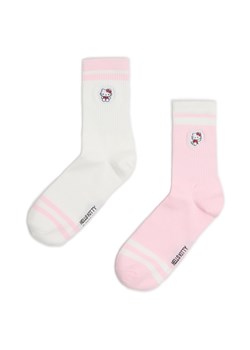 Cropp - 2 pack różowo-białych skarpet Hello Kitty - różowy ze sklepu Cropp w kategorii Skarpetki damskie - zdjęcie 178087412