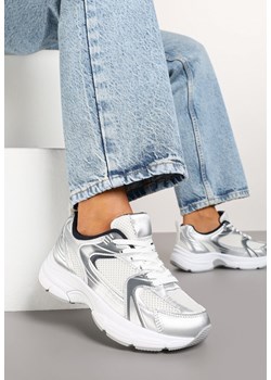 Biało-Srebrne Sneakersy na Grubej Podeszwie z Cholewką z Siateczką Zollexia ze sklepu renee.pl w kategorii Buty sportowe damskie - zdjęcie 178088653