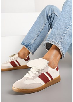 Beżowo-Bordowe Sneakersy w Stylu Tenisówek z Wywinięciem Aveloren ze sklepu renee.pl w kategorii Buty sportowe damskie - zdjęcie 178090422