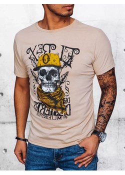 T-shirt męski z nadrukiem beżowy Dstreet RX5097 ze sklepu DSTREET.PL w kategorii T-shirty męskie - zdjęcie 178102804