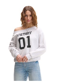 Cropp - Jasnoszara bluza z czarnym napisem - jasny szary - id: 996AR-09M - marki Cropp - 178104041 Cropp - Jasnoszara bluza z czarnym napisem - jasny szary ze sklepu Cropp w kategorii Bluzy damskie - zdjęcie 178104041