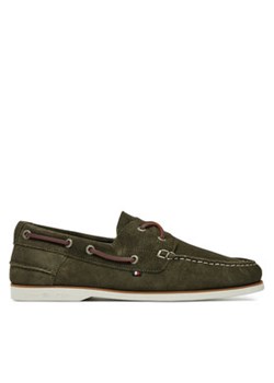 Tommy Hilfiger Półbuty Th Boat Shoe Core Suede FM0FM05387 Zielony ze sklepu MODIVO w kategorii Półbuty męskie - zdjęcie 178112594