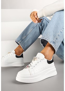 Biało-Czarne Sneakersy na Platformie z Aplikacjami z Cyrkoniami Aralera ze sklepu renee.pl w kategorii Buty sportowe damskie - zdjęcie 178115222