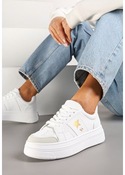 Biało-Złote Sneakersy Vices na Platformie z Gwiazdką Fenarra ze sklepu renee.pl w kategorii Buty sportowe damskie - zdjęcie 178122424