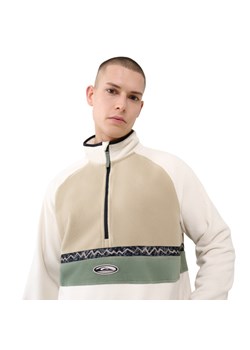 Męski polar nierozpinany bez kaptura Quiksilver Champagne Powder Half Zip Sweatshirt - biały ze sklepu Sportstylestory.com w kategorii Bluzy męskie - zdjęcie 178135513