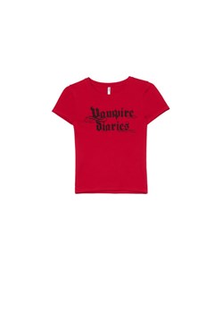 Cropp - Czerwony T-shirt Pamiętniki Wampirów - czerwony ze sklepu Cropp w kategorii Bluzki damskie - zdjęcie 178142042
