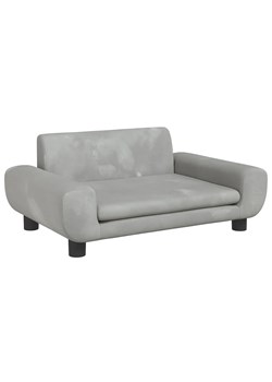 Dziecięca aksamitna sofa dziecięca jasnoszara - Zova ze sklepu Edinos.pl w kategorii Meble dziecięce - zdjęcie 178144004