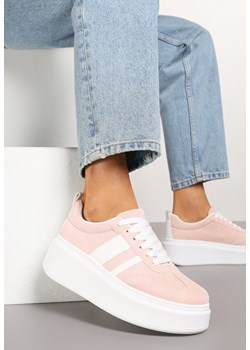 Różowe Sneakersy Klasyczne Tenisówki na Grubej Podeszwie z Koturnem Adessia ze sklepu renee.pl w kategorii Buty sportowe damskie - zdjęcie 178146950