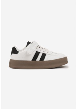 Białe Buty Sportowe Sneakersy Tenisówki ze Skórzaną Wkładką i Paskami Felresil ze sklepu born2be.pl w kategorii Trampki dziecięce - zdjęcie 178147160