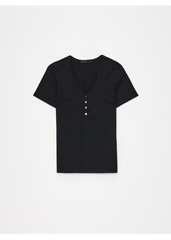Mohito - T-shirt z dekoltem V - czarny ze sklepu Mohito w kategorii Bluzki damskie - zdjęcie 178148052
