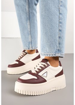 Beżowo-Bordowe Sneakersy na Karbowanej Platformie Feniora ze sklepu born2be.pl w kategorii Buty sportowe damskie - zdjęcie 178148411