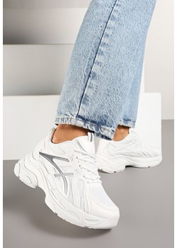 Białe Sneakersy na Platformie z Geometrycznym Wzorem Farissa ze sklepu renee.pl w kategorii Buty sportowe damskie - zdjęcie 178148830