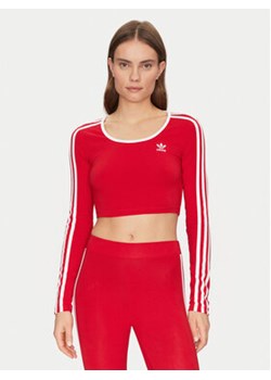 adidas Bluzka adicolor 3-Stripes JD4626 Czerwony Slim Fit ze sklepu MODIVO w kategorii Bluzki damskie - zdjęcie 178149324