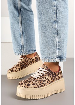 Panterkowe Sneakersy w Stylu Tenisówek na Platformie z Tłoczeniami Firreis ze sklepu born2be.pl w kategorii Buty sportowe damskie - zdjęcie 178150322