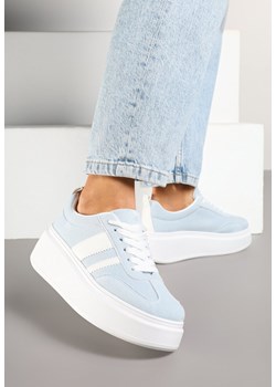 Niebieskie Sneakersy Kultowe Tenisówki na Platformie z Koturnem Elisara ze sklepu born2be.pl w kategorii Buty sportowe damskie - zdjęcie 178150412