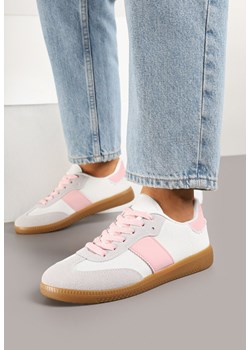 Biało-Różowe Sneakersy Retro w Stylu Klasycznych Tenisówek Tanonea ze sklepu born2be.pl w kategorii Buty sportowe damskie - zdjęcie 178150460